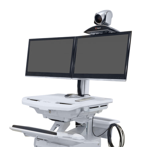 Telemedicine Cart, Side-by-Side Monitors & Onboard Power