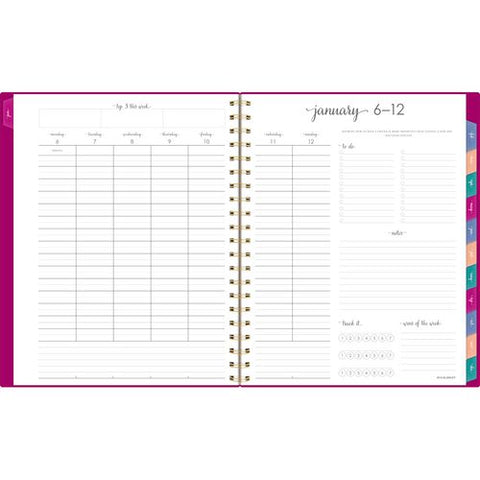 Harmony Weekly/monthly Poly Planner, Weekly: Vertical Format, 11 X 9.38, Purple/gold Cover, 13-month (jan To Jan): 2025-2026