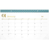 Workstyle Compact Monthly Desk Pad Calendar, 17.75 X 11, White Sheets, Blue/gold Headband, 12-month (jan To Dec): 2025