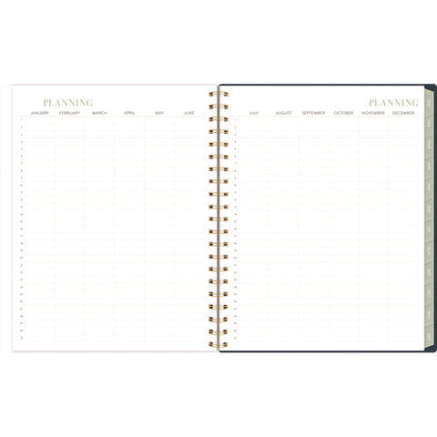 Leah Bisch Weekly/monthly Floral Planner, Floral Artwork, 11" X 9.25", Blue/white/gold Cover, 12-month (jan To Dec): 2025