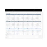 Academic Large Print Desk Pad, 21.75 X 17, White/blue Sheets, 12 Month (july To June): 2024 To 2025