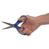 Scissors With Antimicrobial Protection, 8" Length, 3.25" Cut Length, Blue/gray Straight Handle, 3/pack