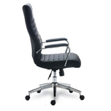 Alera Eddleston Leather Manager Chair, Supports Up To 275 Lb, Black Seat/back, Chrome Base