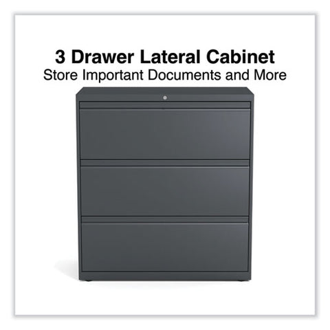 Lateral File, 3 Legal/letter/a4/a5-size File Drawers, Charcoal, 36" X 18.63" X 40.25"