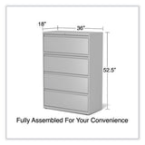 Lateral File, 4 Legal/letter-size File Drawers, Light Gray, 36" X 18.63" X 52.5"