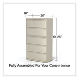 Lateral File, 5 Legal/letter/a4/a5-size File Drawers, Putty, 36" X 18.63" X 67.63"