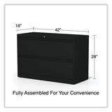 Lateral File, 2 Legal/letter-size File Drawers, Black, 42" X 18.63" X 28"