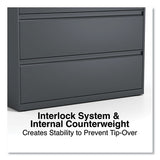 Lateral File, 5 Legal/letter/a4/a5-size File Drawers, Charcoal, 42" X 18.63" X 67.63"