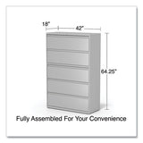 Lateral File, 5 Legal/letter/a4/a5-size File Drawers, 1 Roll-out Posting Shelf, Light Gray, 42" X 18.63" X 67.63"