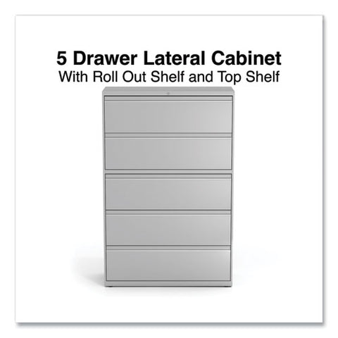 Lateral File, 5 Legal/letter/a4/a5-size File Drawers, 1 Roll-out Posting Shelf, Light Gray, 42" X 18.63" X 67.63"