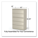 Lateral File, 5 Legal/letter/a4/a5-size File Drawers, Putty, 42" X 18.63" X 67.63"