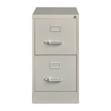 Two-drawer Economy Vertical File, 2 Letter-size File Drawers, Light Gray, 15" X 25" X 28.38"