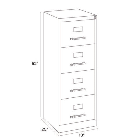 Economy Vertical File, 4 Legal-size File Drawers, Light Gray, 18" X 25" X 52"