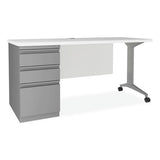 Modern Teacher Series Pedestal Desk, Left-side Pedestal: Box/box/file, 60" X 24" X 28.75", White/silver