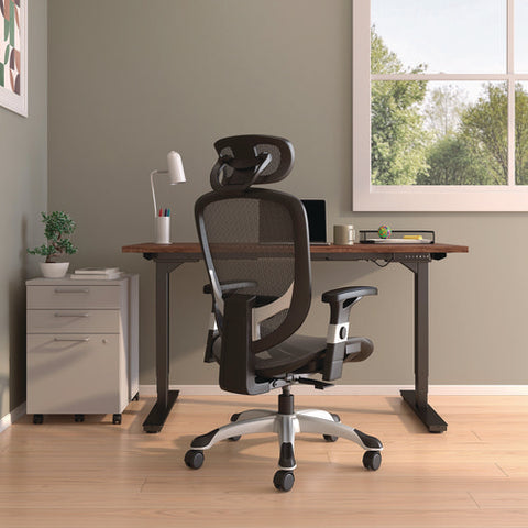 Minerva Ergonomic Mesh Swivel Task Chair, Supports Up To 275 Lb, 17.24 To 20.98 Seat Height, Black Seat/back, Black Base