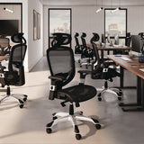 Minerva Ergonomic Mesh Swivel Task Chair, Supports Up To 275 Lb, 17.24 To 20.98 Seat Height, Gray Seat, Gray Back, Black Base