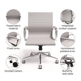 Siskin Fabric Managers Chair, Supports Up To 275 Lb, 16.93 To 20.67 Seat Height, Gray Seat, Gray Back, Chrome Base