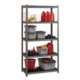 Steel Shelving Unit With Laminate Shelves, Five-shelf, 36w X 18d X 72h, Steel, Black/gun Metal Gray