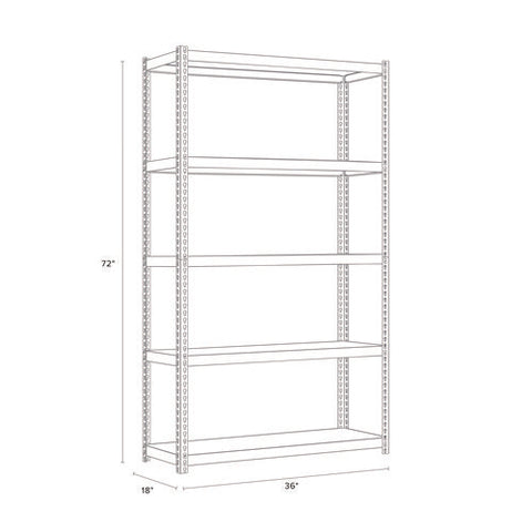 Steel Shelving With Particleboard Shelves, Five-shelf, 36w X 18d X 72h, Steel, Black