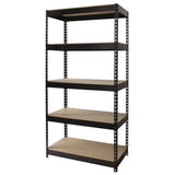 Steel Shelving With Particleboard Shelves, Five-shelf, 36w X 18d X 72h, Steel, Black