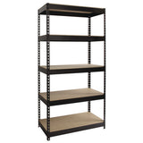 Steel Shelving With Particleboard Shelves, Five-shelf, 36w X 18d X 72h, Steel, Black