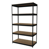 Steel Shelving Unit With Particleboard Shelves, Five-shelf, 48w X 24d X 84h, Steel, Black