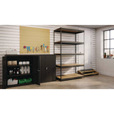 Steel Shelving Unit With Particleboard Shelves, Five-shelf, 48w X 24d X 84h, Steel, Black