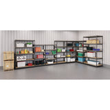 Steel Shelving Unit With Particleboard Shelves, Five-shelf, 48w X 24d X 84h, Steel, Black