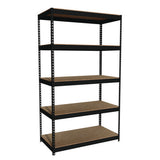 Steel Shelving Unit With Particleboard Shelves, Five-shelf, 48w X 24d X 84h, Steel, Black