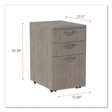 Alera Valencia Series Mobile Pedestal File, Left/right, 3-drawer: Box/box/file, Legal/letter, Gray, 15.88 X 20.5 X 28.39