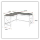 L-shaped Farmhouse Desk, 58.27" X 58.27" X 29.53", Gray/white