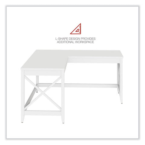 L-shaped Farmhouse Desk, 58.27" X 58.27" X 29.53", White