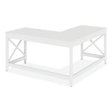 L-shaped Farmhouse Desk, 58.27" X 58.27" X 29.53", White