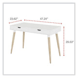 Scandinavian Writing Desk, 47.24" X 23.62" X 29.53", White/beigewood