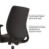 Wessex Ergonomic Fabric Task Chair, Supports Up To 275 Lb, 17.13 To 20.83 Seat Height, Black Seat/back, Black Base