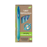 Revolution Ocean Bound Ballpoint Pen, Retractable, Medium 1 Mm, Blue Ink/translucent Blue Barrel, Dozen