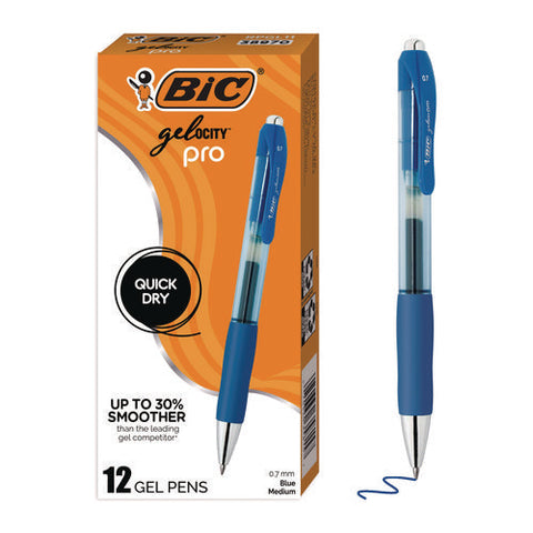 Gel-ocity Pro Quick Dry Gel Pen, Retractable, Medium 0.7 Mm, Blue Ink, Blue/clear Barrel, 12/pack