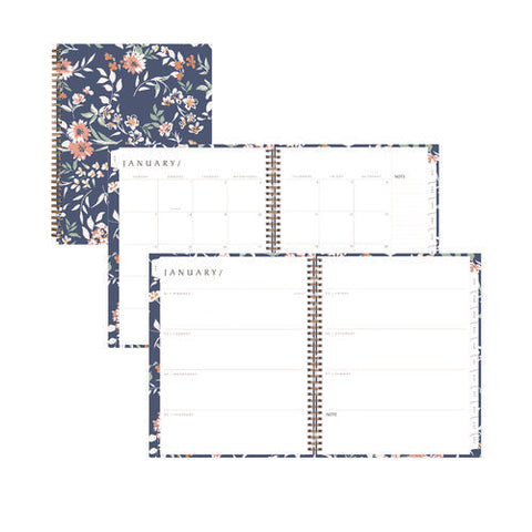 One Tree Planted Effie Weekly/monthly Planner, Floral Artwork, 11" X 8.5", Blue/peach/green Cover, 12-month (jan-dec): 2025