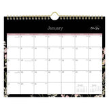 Neveah Monthly Wall Calendar, Floral Artwork, 11" X 8.75", White/black/pink Sheets, 12-month (jan To Dec): 2025