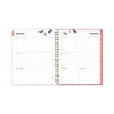 Fly By Frosted Weekly/monthly Planner, Fly By Butterflies Artwork, 11 X 8.5, Blush/pink Cover, 12-month (jan To Dec): 2024