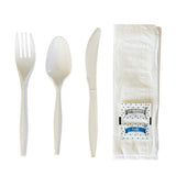 Six-piece Cutlery Kit, Fork/knife/teaspoon/napkin/pepper/salt, White, 1,000/carton