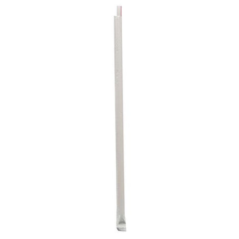 Wrapped Giant Straws, 10.25", Polypropylene, Red/white Striped, 1,200/carton