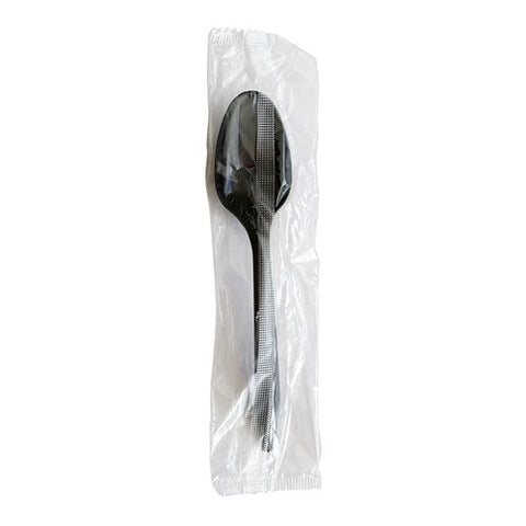 Mediumweight Polypropylene Cutlery, Teaspoon, Black, 1,000/carton