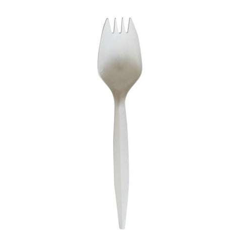 Mediumweight Wrapped Polypropylene Cutlery, Spork, White, 1,000/carton