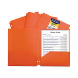 Two-pocket Heavyweight Poly Portfolio Folder, 3-hole Punch, 11 X 8.5, Orange, 25/box