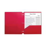 Two-pocket Heavyweight Poly Portfolio Folder, 3-hole Punch, 11 X 8.5, Red, 25/box