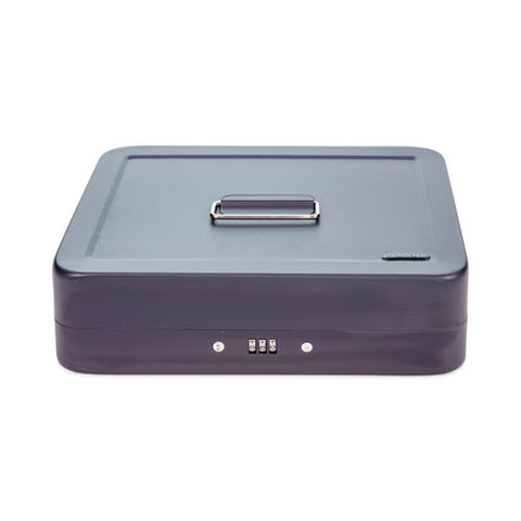 Cash Box With Combination Lock, 6 Compartments, 11.8 X 9.5 X 3.2, Charcoal