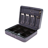 Cash Box With Combination Lock, 6 Compartments, 11.8 X 9.5 X 3.2, Charcoal