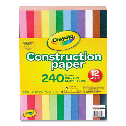 Construction Paper, 9 X 12, Assorted Colors, 240 Sheets/pack