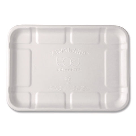 Meat And Produce Food Trays, 8.5 X 6.2 X 0.5, White, Sugarcane Fiber, 400/carton